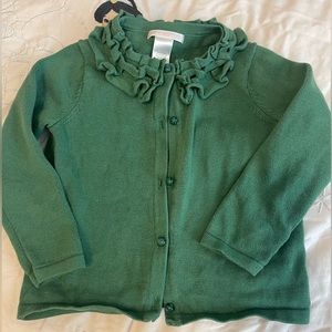EUC Janie and Jack 2T green ruffle cardigan with buttons